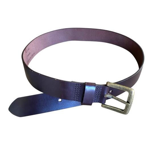 Boden Dark Brown Leather Waist Belt Sz Small Simple Brass Buckle - Picture 8 of 9